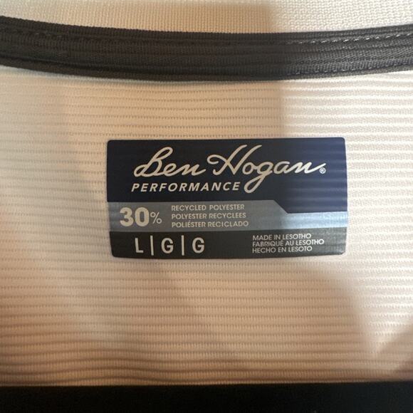 Ben Hogan Performance Golf Polo Men's Large White Ribbed Shirt Preppy - Picture 5 of 13